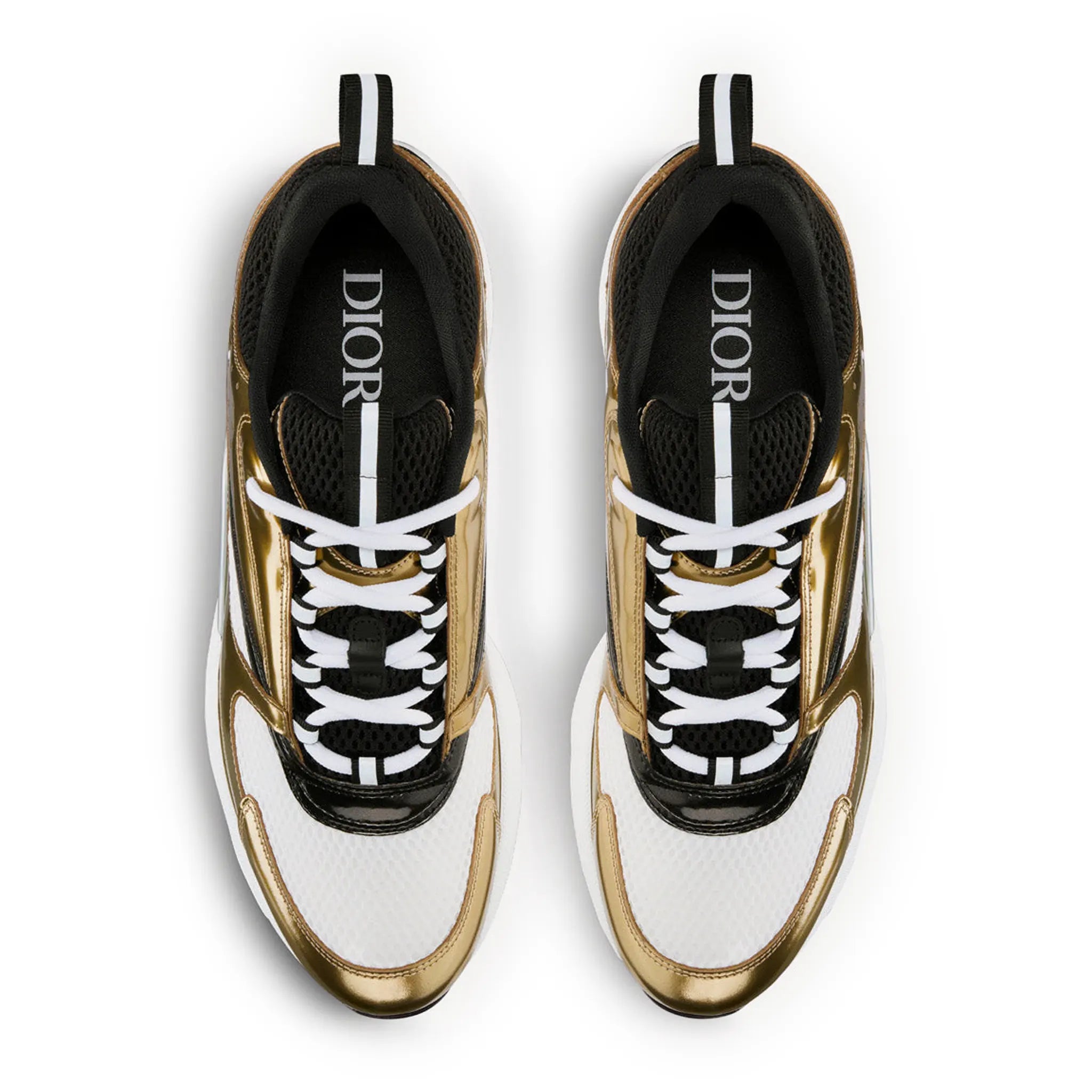 Upper View of Dior B22 White Gold Black Trainer 3SN231ZTZ H560